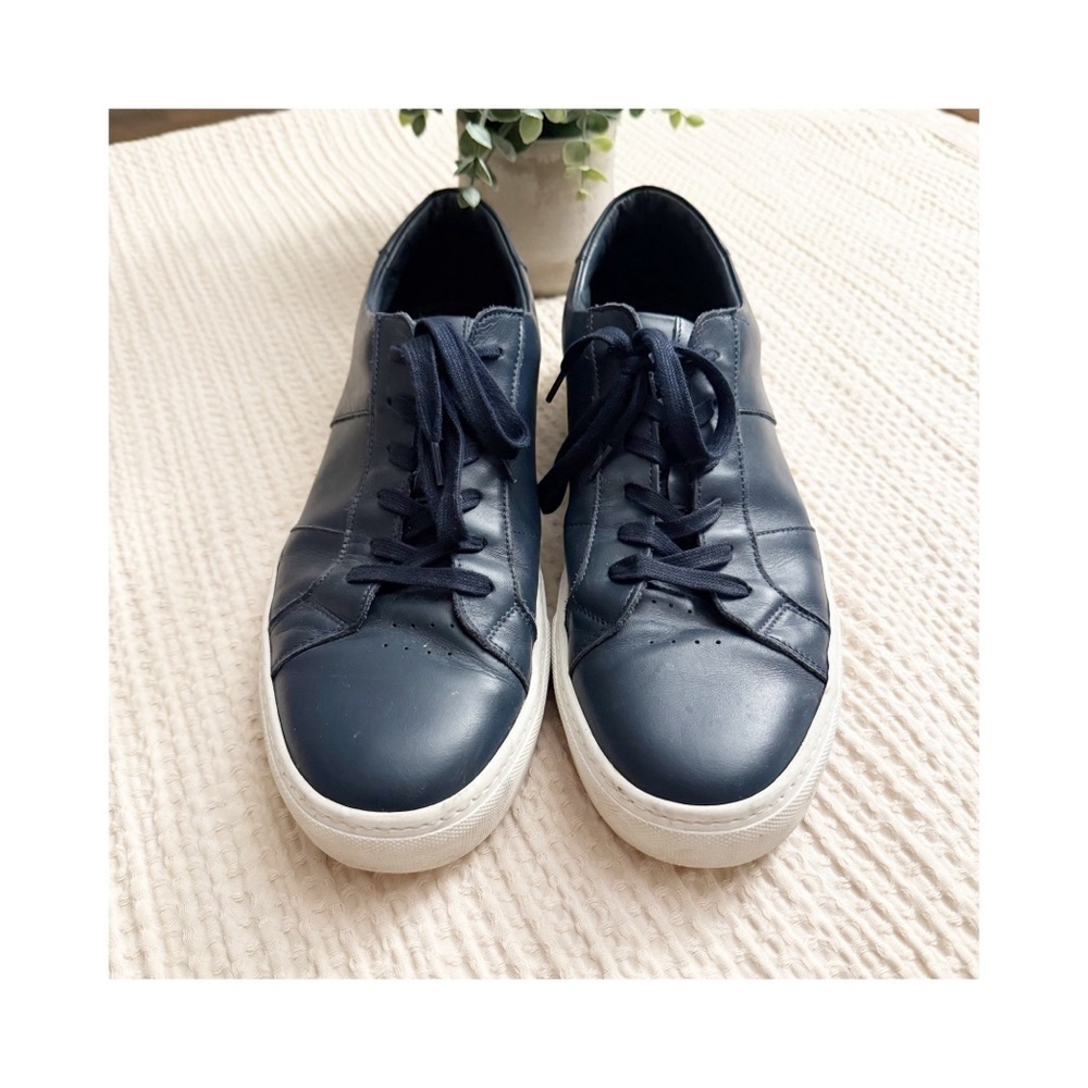 GREATS BROOKLYN NAVY LEATHER Sneaker Mens Navy Lace Up Italy 12.5